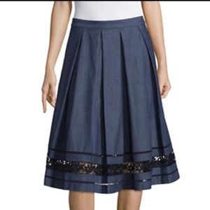 Karl lagerfeld Embroidered Denim midi skirt
